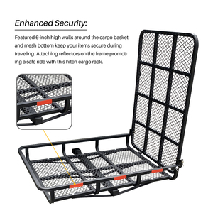 Porte-bagages arrière universel en acier de 500 lb avec rampe de chargement et panier à bagages pliable pour SUV et camion, compatible avec récepteur de 2 pouces - Product Image 4