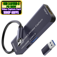 Carte de capture vidéo USB 3.0 Type-C avec port d'extension USB3.0 PD 100W, enregistrement 1080P 60FPS pour Quest 3, Switch, PS5 4, caméra