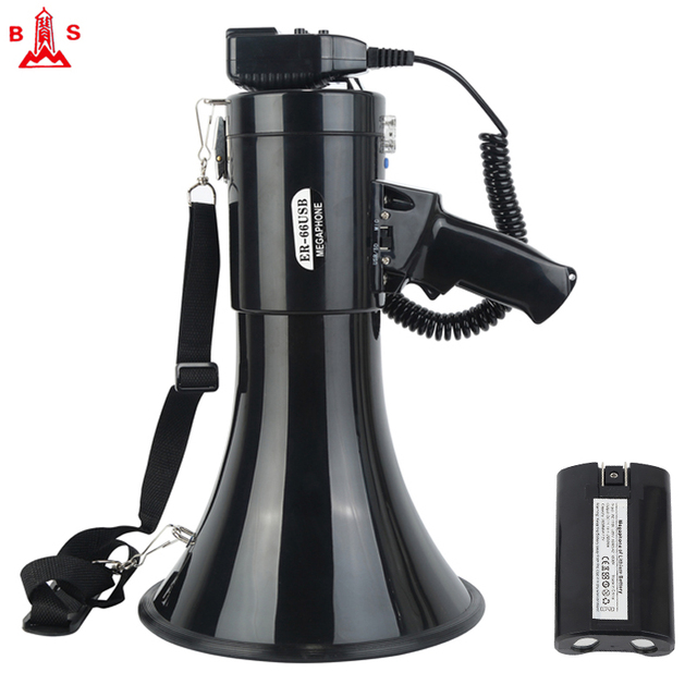 50W High-Power Loudspeaker USD SD AUX Waterproof Plastic Housing Megaphone for Public Address Safety Alarm Party