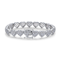 Bracelet fin bijoux en argent Sterling 925 plaqué rhodium rond VVS diamant glacé Moissanite coeur Tennis Bracelet hommes femmes