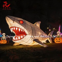 Lanterne d'Halloween d'extérieur, lanterne chinoise en forme d'animal, lanterne en soie imperméable en forme de requin, lanterne à économie d'énergie, décoration de fête et de jardin