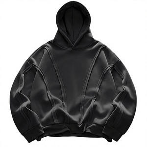 Men's Oversized Hooded Sweatshirt Solid Green Cotton Knitted Regular Sleeve Autumn Wear - Product Image 4