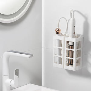 En iyi satış banyo beyaz plastik raf duvar asılı ücretsiz delme saç araçları makyaj kutusu kutu - Product Image 6