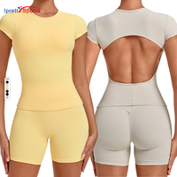 T-shirt de sport ajusté pour femme, dos nu, haute qualité, pour le yoga, le Pilates et l'entraînement