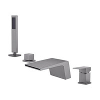 Vente en gros de robinets de baignoire thermostatiques en laiton chromé populaires Mitigeur de baignoire de salle de bain poli monté sur le pont