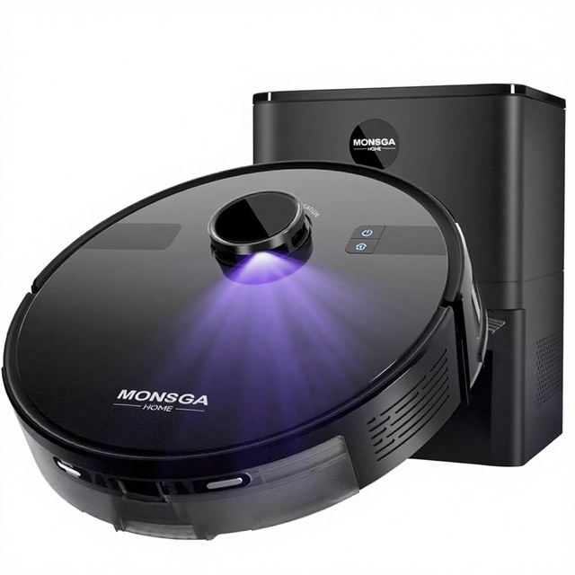 MONSGA MS1 MAX Robot Vacuum Mop Combo 6000Pa 3.5L Self Emptying Station Lidar Navigation 180mins Runtime APP/Remote/Voice Hard