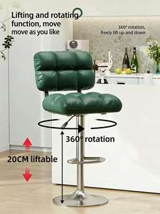 360 °   كرسي بار قابل للدوران والتعديل - مصنوع من الجلد الصناعي المزخرف، قابل لضبط الارتفاع، مناسب للمنازل والمطابخ - Product Image 4