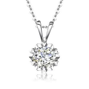 Shenzhen Jewelry Supplier High Quality 10K 14K 18K Gold Pendant Necklace D Color 3 Carat Moissanite Diamond Snowflake Pendant