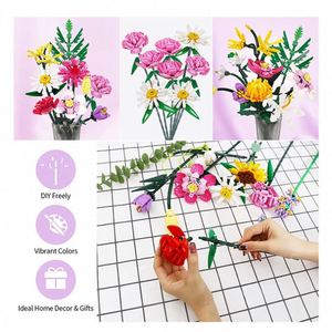 Set de 568 Bloques de Construcción de Plástico ABS para Armar un Jarrón de Flores Suculentas, Modelo de Ramo de Orquídeas Artificiales para Decoración de Escritorio - Product Image 4