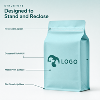 Pochette Doypack Personnalisée en PE de Qualité Alimentaire avec Fermeture Zip Refermable, Taille Personnalisée, Impression Disponible