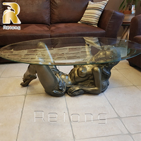 Table de Base de sculpture en bronze pour femme, taille réelle, Design moderne, en laiton moulé, Statue, Table basse