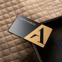 Tarjeta de visita de lujo de acero inoxidable Tarjeta de agradecimiento de negocios de metal Hoja de oro en relieve Tarjetas de visita personalizadas