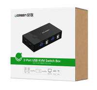UGREEN Commutateur KVM USB 2 ports, adaptateur de partage vidéo VGA 2 entrées 1 sortie, commutateur manuel, sortie haute définition, répartiteur VGA