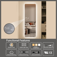 Vente directe d'usine Prévisions météorologiques 3 couleurs Lumière Étanche LED miroir complet avec Bluetooth