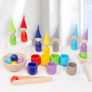 Muñecas de Madera Grandes con Gorros y Sombreros, Juguetes Educativos Montessori para Niños de 0 a 4 Años, Unisex, Aprendizaje de Clasificación de Colores y Conteo - Product Image 3