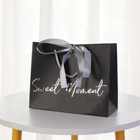 Luxe ruban poignée boutique shopping emballage papier sacs-cadeaux avec logo