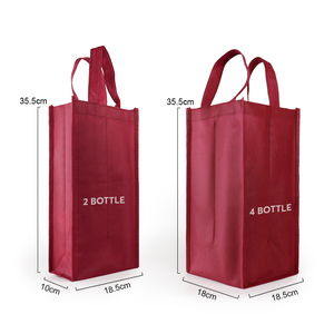 Chất lượng cao màu đỏ không dệt Túi rượu với xử lý 2-4 chai Công suất thư Mô hình nhà sản xuất Bán buôn túi mua sắm - Product Image 3