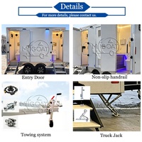 Promotion : Remorque Sanitaire Mobile de Luxe à 4 Cabines, à Double Essieu, avec Éclairage LED et Évier, Idéale pour Événements Extérieurs et Mariages