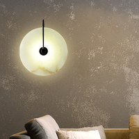 Applique murale ZeroUNO en albâtre, ronde, en marbre d'albâtre espagnol naturel, lampe murale intérieure en marbre pour la maison, l'hôtel, la chambre à coucher, style minimaliste