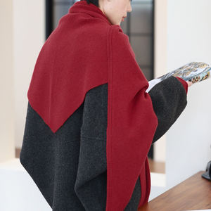 Écharpe en <span class=keywords><strong>laine</strong></span> grise à gros triangle, vente promotionnelle, écharpe tricotée <span class=keywords><strong>pour</strong></span> femmes, automne/hiver, protection du cou, taille - Product Image 2