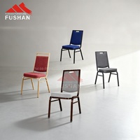 Chaise de banquet empilable en métal avec dossier en tissu et poignée de transport pour salles de bal d'hôtel, salles de conférence et lieux d'événements