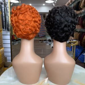 Five Different Colors Curl <b>Wig</b> Machine Made Cheap Human Hair <b>Wig</b> Short <b>Bob</b> <b>Wigs</b> - Product Image 5