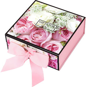 Caja de cartón de regalo con estampado Floral romántico, tapa magnética, caja de papel de regalo plegable de papel artesanal con cinta - Product Image 1