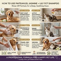 Shampooing pour animaux 300ml Jasmin Lys Nettoyage Doux Peaux Sensibles pH Équilibré Sûr Nettoyage en Profondeur Conditionneur de Pelage Marque Privée