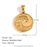 Pendentif Rétro en Acier Inoxydable Plaqué Or 18k DIY Fait Main Collier Pendentif Bowknot Vague Perle Mode Pendentifs Charms