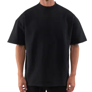 Boxy hip hop t-shirt de luxe à épaules tombantes pour homme, streetwear personnalisé en coton épais, surdimensionné, 250 gsm