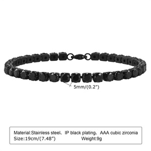 Pulseras de Cadena de Eslabones con Circones Negros para Hombre al por Mayor - Product Image 2