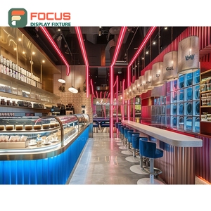 Minimal Cafe Service Counter Matte Black Finish Syrup Bottle Display Area Storefront Service Counter - Product Image 5