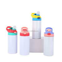 Gobelet isotherme en acier inoxydable 12oz 17oz personnalisable avec logo, vierge pour sublimation, avec couvercles à paille rabattables pour enfants, idéal comme cadeau