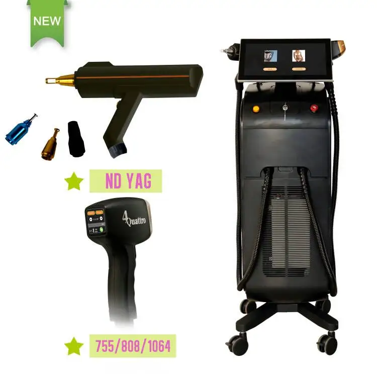 Professionnel 2 en 1 Diode Laser 808 + ND YAG Tatouage Speckle Mole Enlèvement Laser Épilation rajeunissement de la peau machine