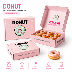 Customizable Eco-Friendly Pink Donut <b>Box</b> with Four-Color Glossy Lamination Printing Self-Erecting Design for Food Packaging - Product Image 6