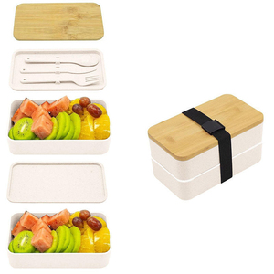 Boîte à lunch promotionnelle, boîte à bento de qualité alimentaire pour enfants et adultes, boîte à lunch double couche en PP avec sac à lunch et logo personnalisé - Product Image 2
