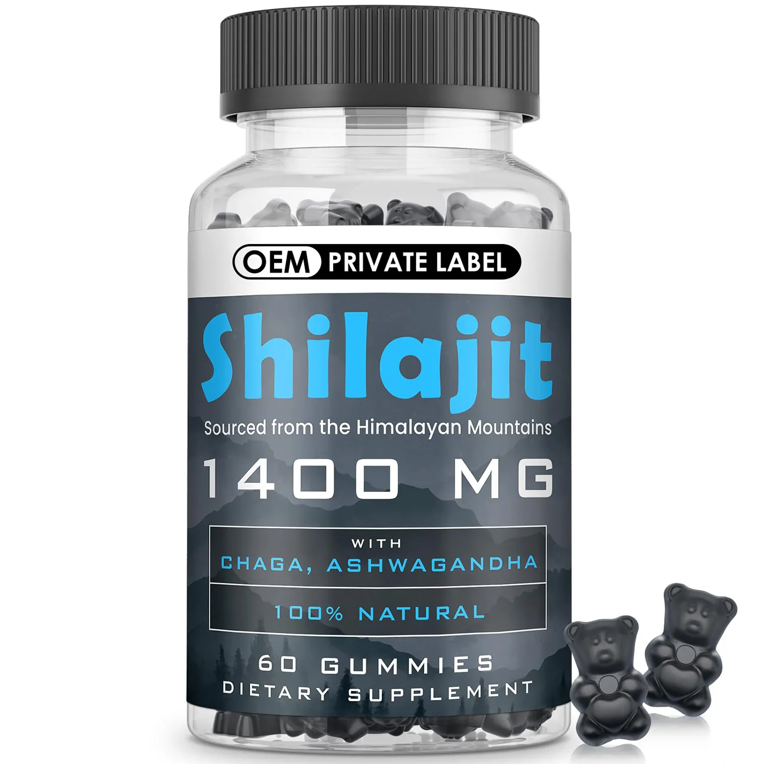 Gommes d'Himalaya Gummy Ashwagandha Chaga Extract Pure Shilajit Resin Extarct Gummies Personnalisé