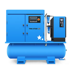 Compresseur d'air à vis industriel à prix réduit, 10 ch, 7,5 kW, refroidissement par air, roulement à billes avec conversion de fréquence à aimant permanent, silencieux - Product Image 1