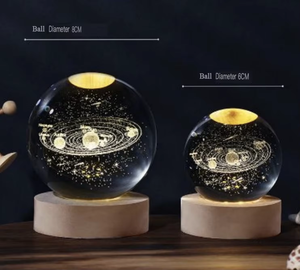 Lampe de table LED <span class=keywords><strong>3D</strong></span> Planète Lune Étoile, base <span class=keywords><strong>en</strong></span> <span class=keywords><strong>bois</strong></span> créative, boule de cristal USB, veilleuse chaude, décoration de bureau miniature <span class=keywords><strong>en</strong></span> <span class=keywords><strong>bois</strong></span> - Product Image 6