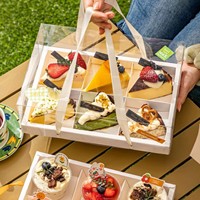 Boîte à gâteau portable transparente en plastique laminé, pour la fête des mères, fleurs, pâtisseries, pique-nique, boîte à mousse à 4/6 compartiments