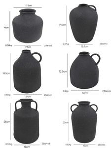 Ensemble de vases de sol en fer noir givré Wabi-sabi faits à la main, pots de fleurs texturés nordiques avec trou de drainage et base antidérapante pour la maison moderne - Product Image 5
