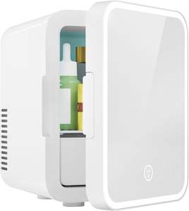 EUHOMY kulkas Mini 5L AC/DC, kulkas kecil dengan kaca LED dapat diredupkan, pendingin dan penghangat untuk perawatan kulit, kosmetik - Product Image 1