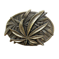 Boucle de ceinture rétro en alliage tête de mort carrée, motif feuilles ovales 3D en relief, pour remplacement de sangle en cuir style western