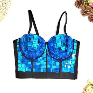Top bustier <span class=keywords><strong>court</strong></span> en verre à sequins, style corset sexy <span class=keywords><strong>pour</strong></span> la danse et la scène - Product Image 2