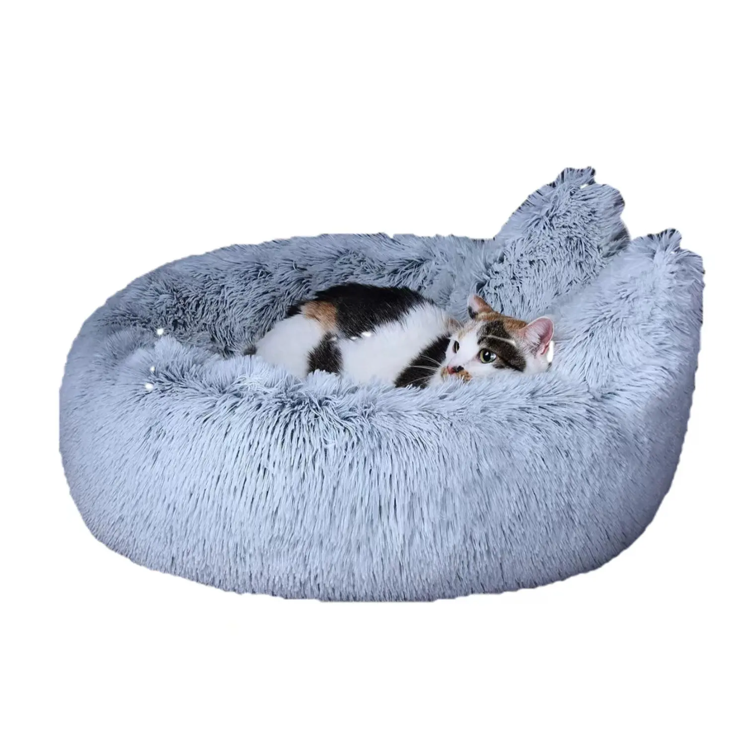 Kedi köpek uyku mağara kademeli gri kapalı Pet yatak yumuşak sıcak köpek yatak