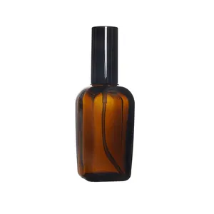 Berlin Packaging Customized Capacity 100ml Essential Oil Mist Cosmetic Bottle Amber Squared Glass Pump Spray Bottled