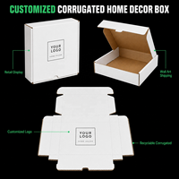 Boîte en carton ondulé avec couvercle à charnière gaufré, fermeture à rabat, recyclable, logo personnalisé, emballage pour la décoration de la maison