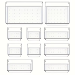 Set Organizzatore Versatile per Cassetti - Vassoi e Divisori in Plastica Trasparente in 4 Misure per un'Organizzazione Perfetta di Trucchi e Utensili <span class=keywords><strong>da</strong></span> Cucina - Product Image 1