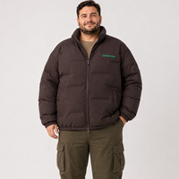 Chaqueta Acolchada de Plumón para Hombre, 90% Plumón, Cuello Alto, Cierre Completo, Bolsillos, Cálida para Invierno, Casual, Tallas Grandes, Extra Grandes, 6XL 7XL