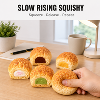 Jouet Squishy Crème Pâtissière à Remontée Lente, Effet Croûte Craquelée, Remplissage Crème, Imprimé, Anti-Stress, Cadeau de Bureau